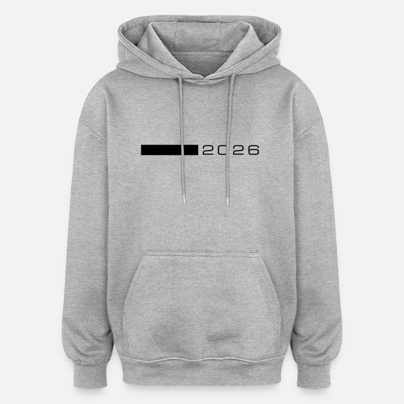 Année 2026 - Sweat à capuche oversize unisexe - gris chiné