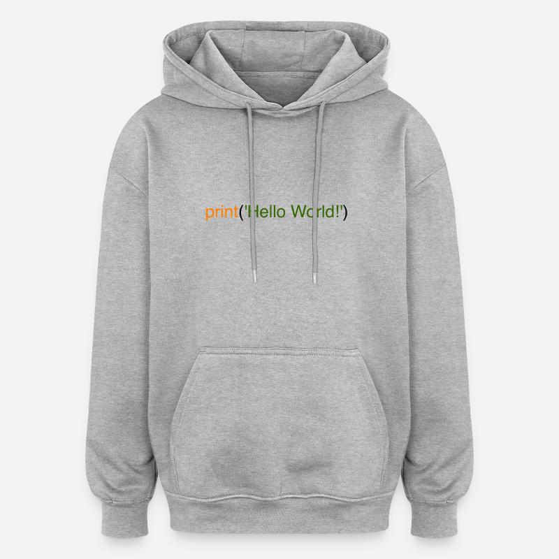 Bonjour le monde Python - Sweat à capuche oversize unisexe - gris chiné