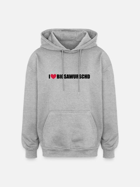 Bigsawurschd - Oversized Unisex Hoodie - Grau meliert