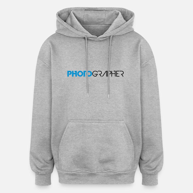Photographe cool texte Design - Sweat à capuche oversize unisexe - gris chiné