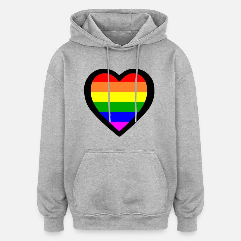 Lgbt - Sweat à capuche oversize unisexe - gris chiné