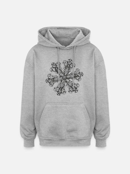 snowflake 3 black - Oversized Unisex Hoodie - Grau meliert