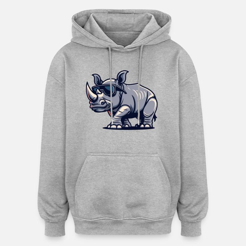 Rhino Bande dessinée Cool - Sweat à capuche oversize unisexe - gris chiné