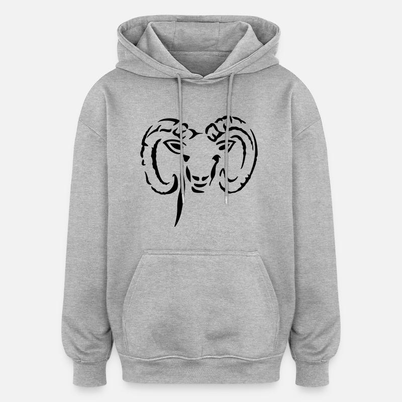 Widder - Oversized Unisex Hoodie - Grau meliert