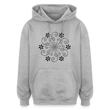 Buddhismus Blumen Buddha Rad der Wiedergeburt - Oversized Unisex Hoodie - Grau meliert - Vorne - Noah (186cm)