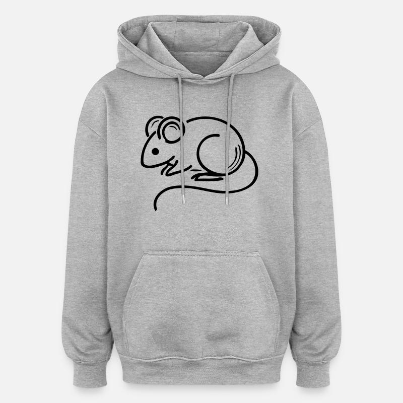 Maus - Oversized Unisex Hoodie - Grau meliert