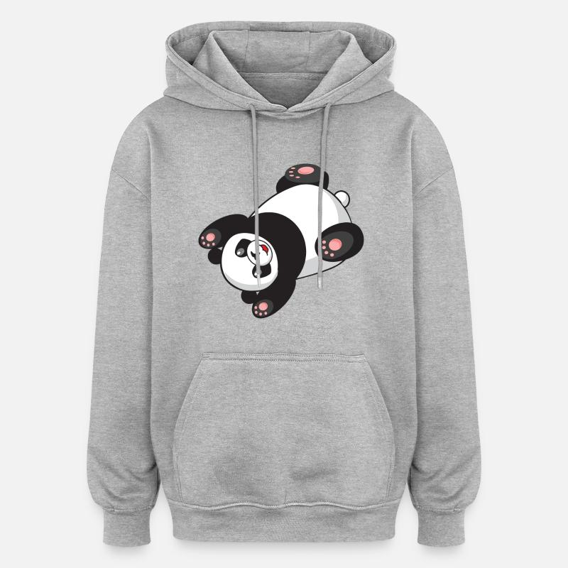 Panda doux - Sweat à capuche oversize unisexe - gris chiné