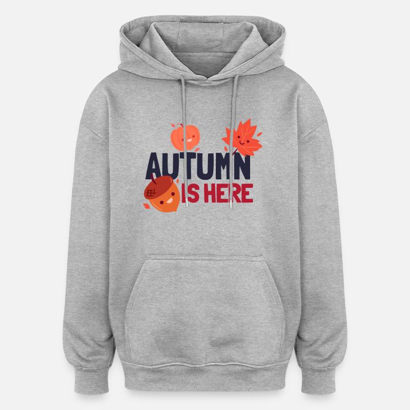 L’automne est là - Sweat à capuche oversize unisexe - gris chiné