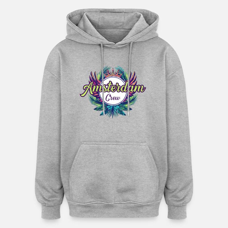 Vacances Amsterdam Crew - Sweat à capuche oversize unisexe - gris chiné