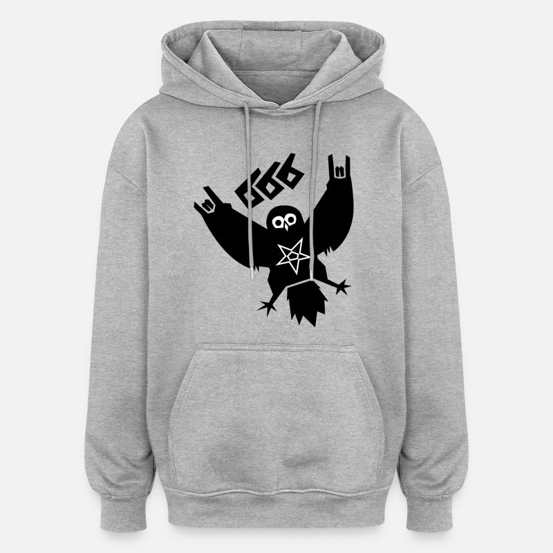 Black Metal Eule - Oversized Unisex Hoodie - Grau meliert