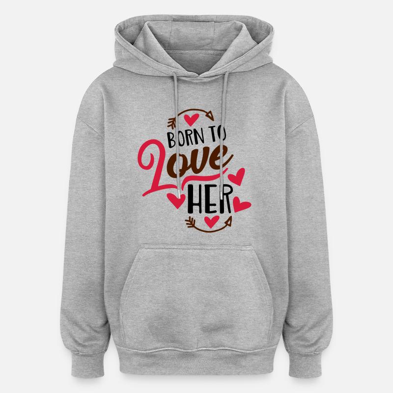 amour - Sweat à capuche oversize unisexe - gris chiné