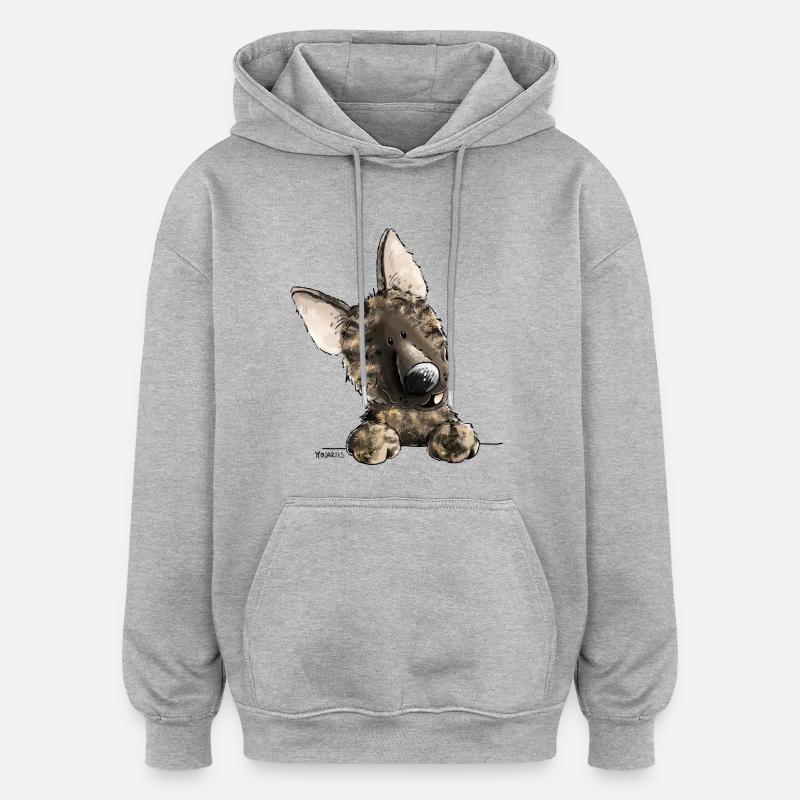 Lustiger Holländischer Schäferhund I Comic Hund - Oversized Unisex Hoodie - Grau meliert