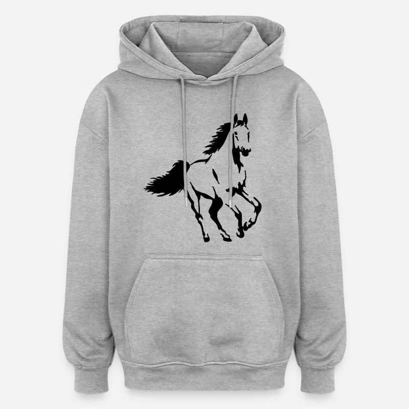 Cavallo Animale Stallone Mare Puledro - Felpa con cappuccio unisex oversize - grigio melange