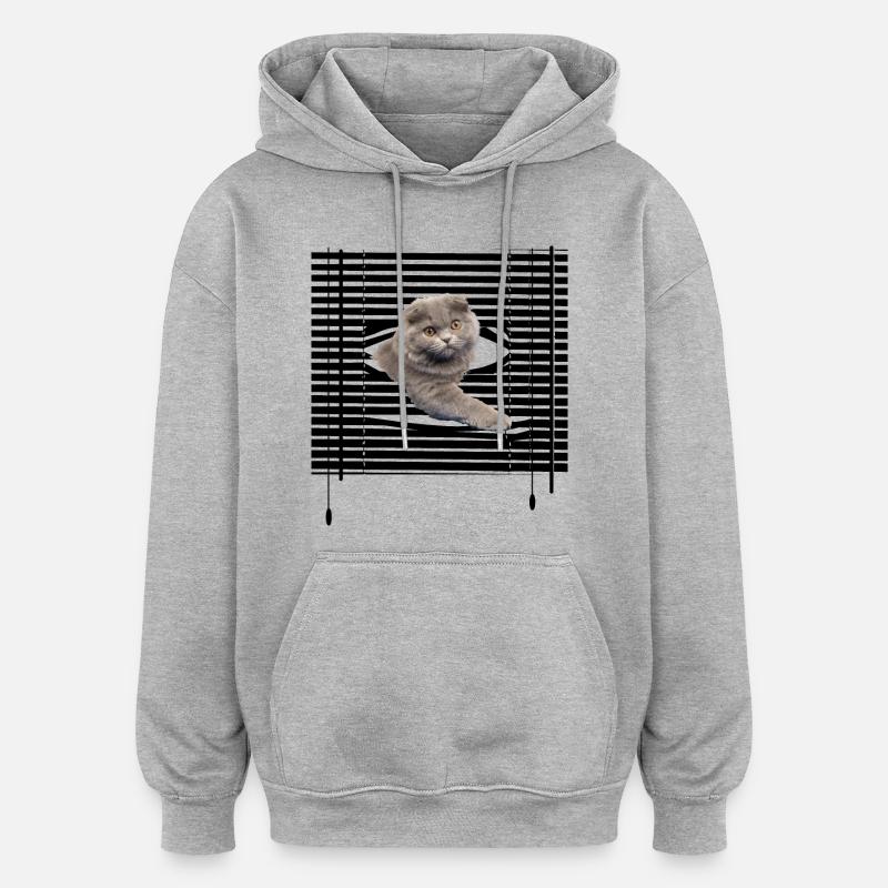 Mon chat s'évade - Sweat à capuche oversize unisexe - gris chiné