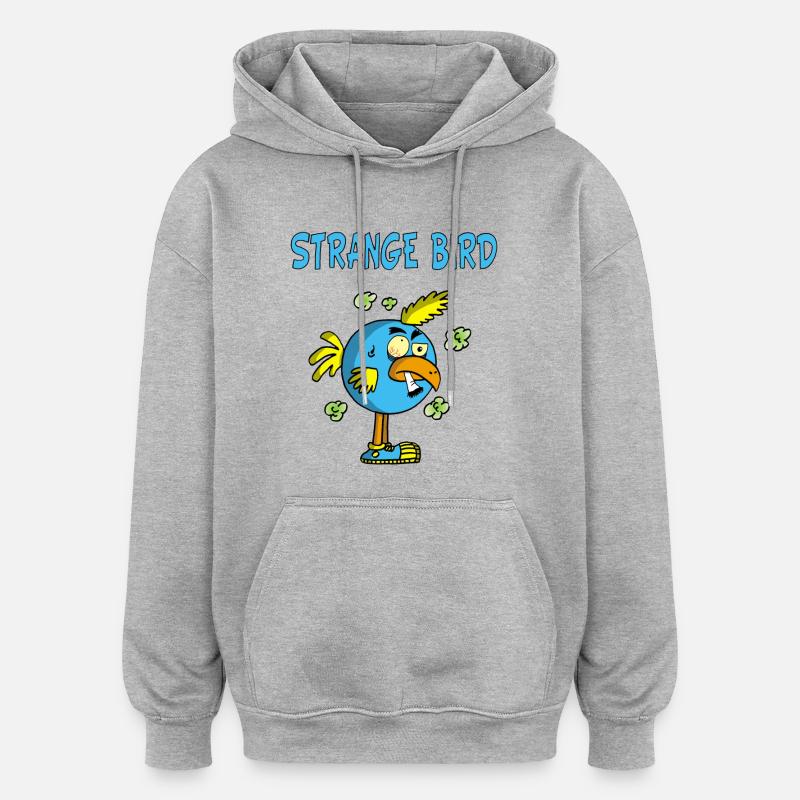 Seltsamer blauer Vogel - Oversized Unisex Hoodie - Grau meliert