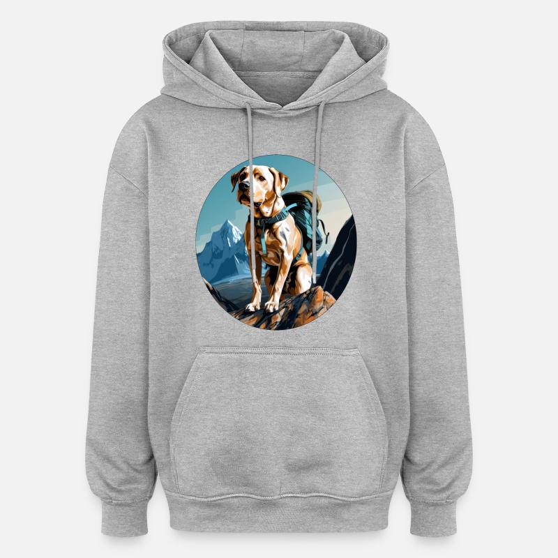 Chiens Randonnée / Alpinisme Chien - Sweat à capuche oversize unisexe - gris chiné