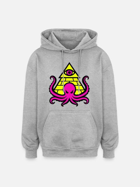 Pyramide avec pieuvre et œil occultes - Sweat à capuche oversize unisexe - gris chiné