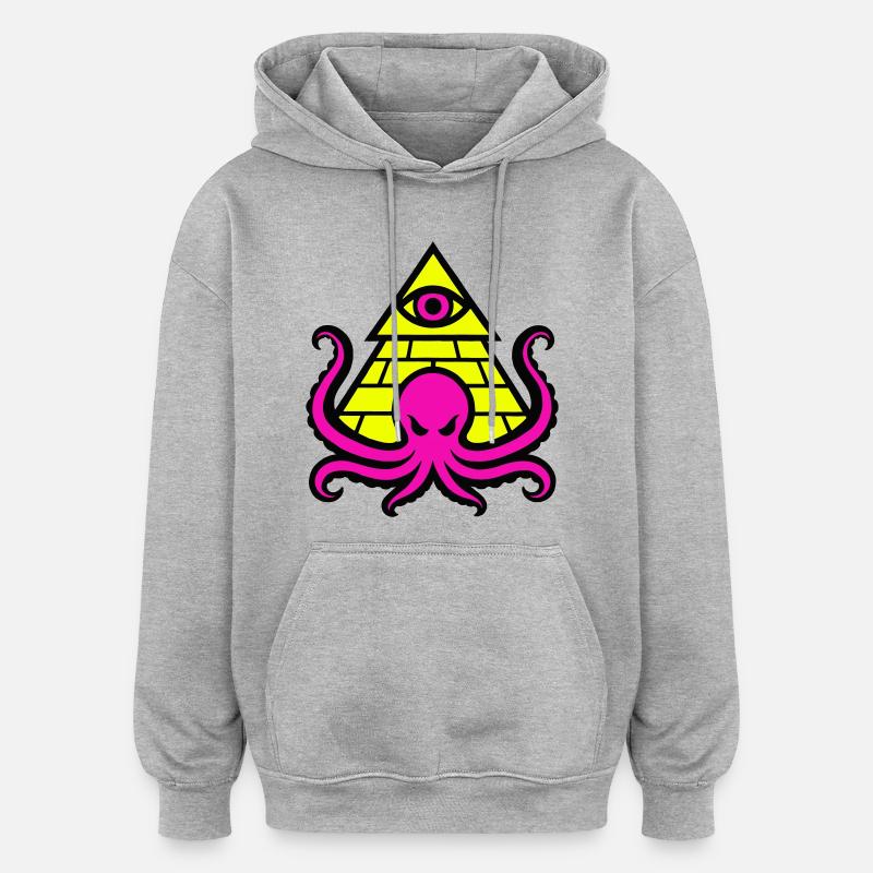 Pyramid with occult octopus and eye - Oversized Unisex Hoodie - heather grey