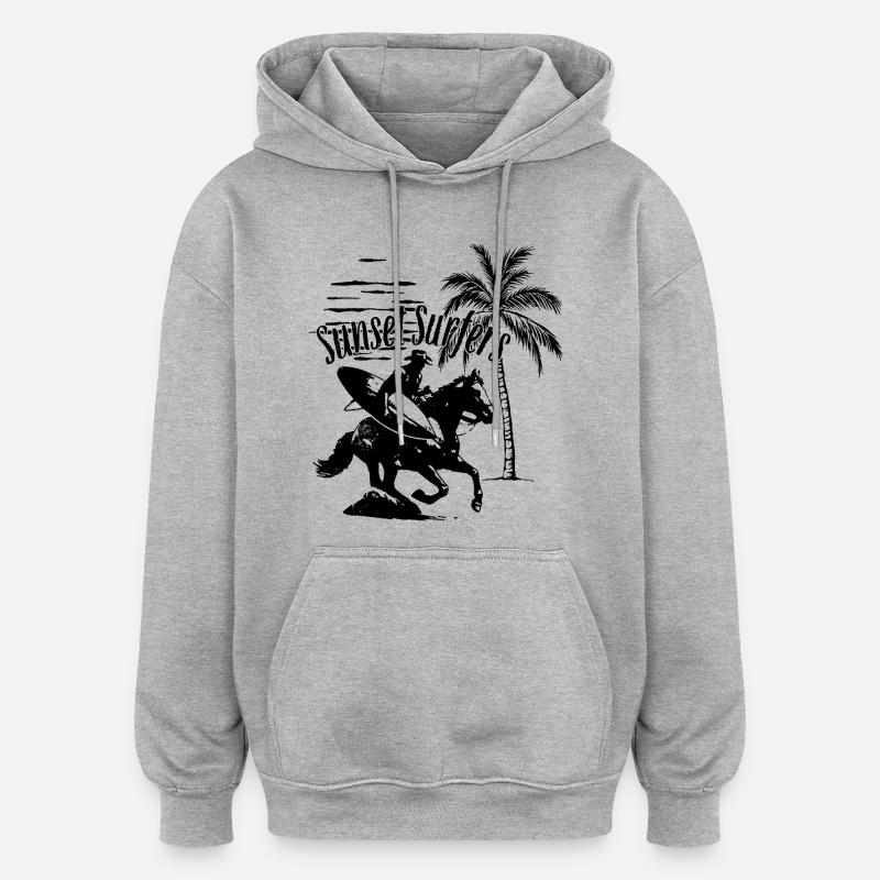Sunset Surfers - Sweat à capuche oversize unisexe - gris chiné