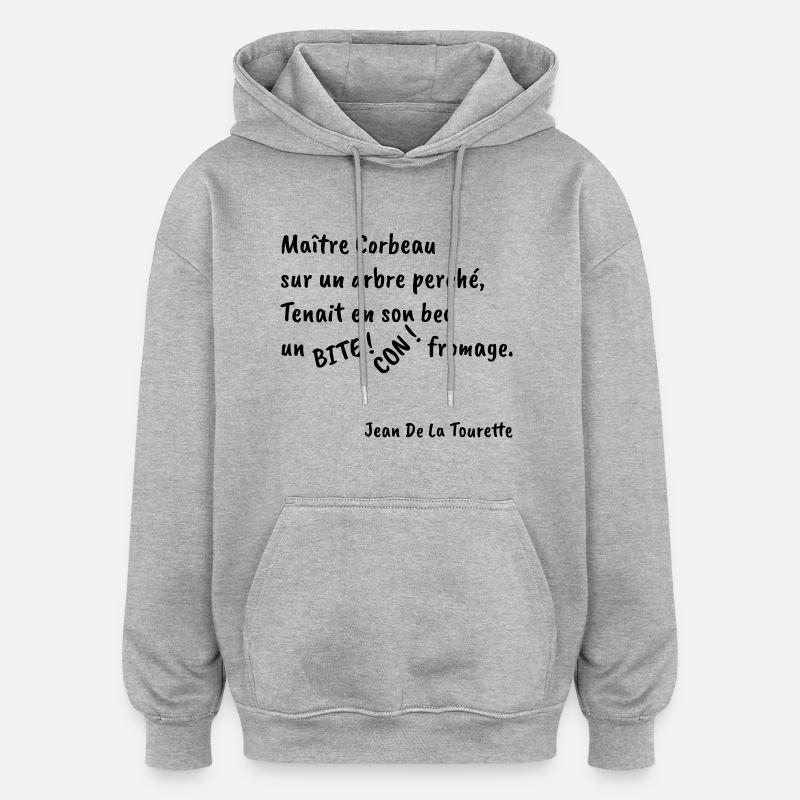 Jean De La Tourette - Sweat à capuche oversize unisexe - gris chiné