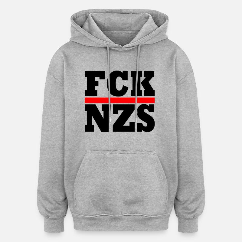 FCK NZS - Sweat à capuche oversize unisexe - gris chiné