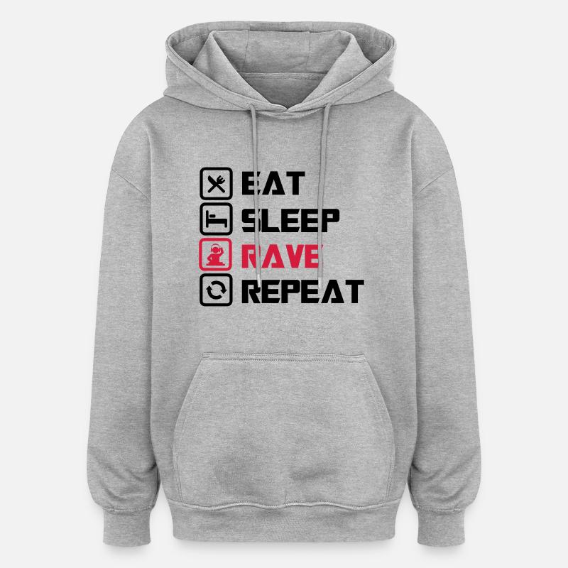 sommeil Rave repeat - Sweat à capuche oversize unisexe - gris chiné