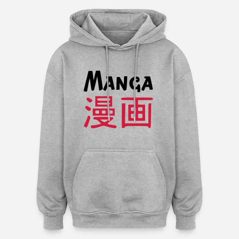 MANGA - Sweat à capuche oversize unisexe - gris chiné