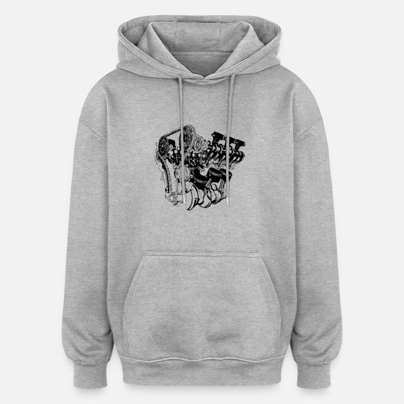 La course automobile cadeau ingénieur - Sweat à capuche oversize unisexe - gris chiné