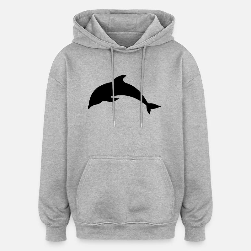 Delfin - Oversized Unisex Hoodie - Grau meliert