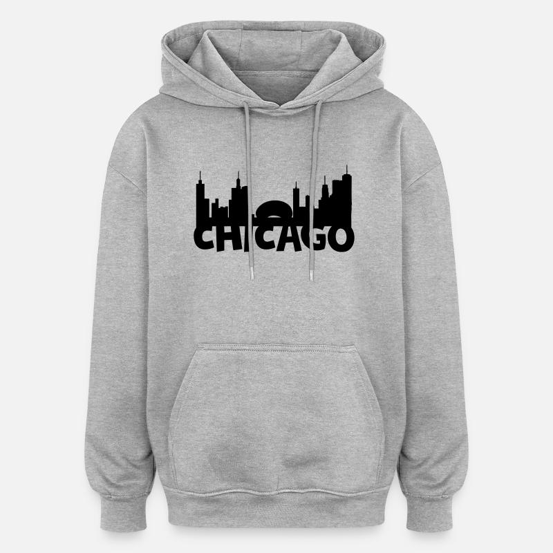 horizon de Chicago - Sweat à capuche oversize unisexe - gris chiné