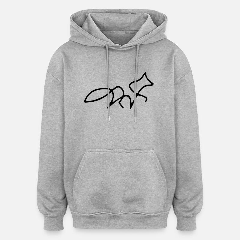 Fox oneline - Sweat à capuche oversize unisexe - gris chiné