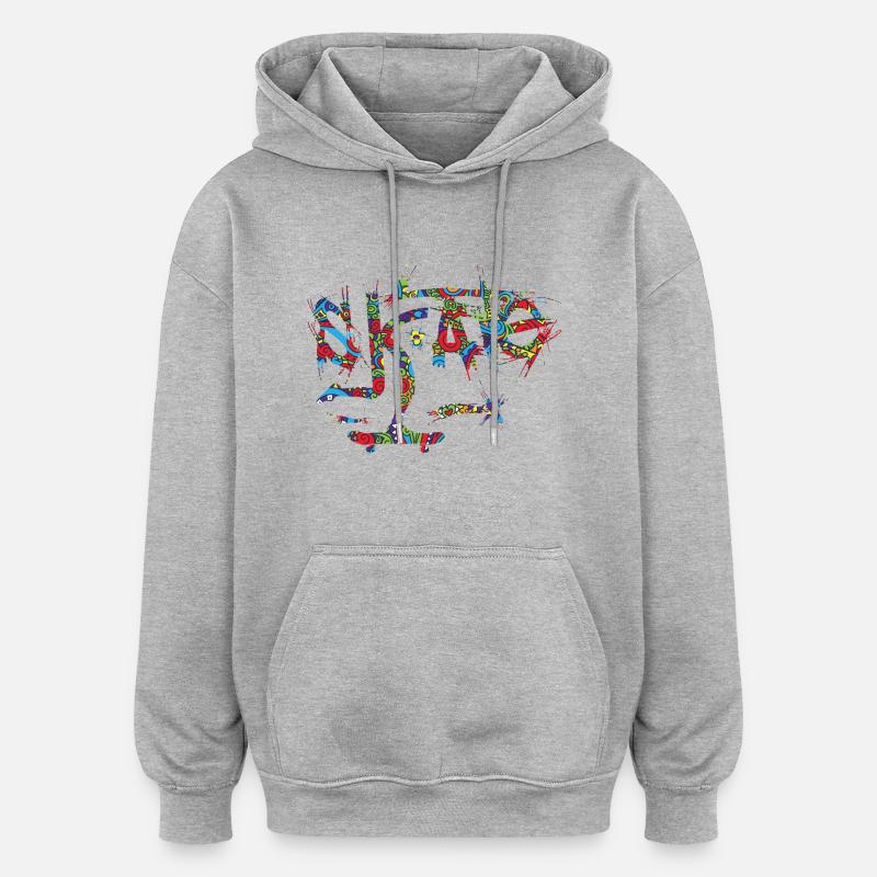 Schlittschuh - Oversized Unisex Hoodie - Grau meliert
