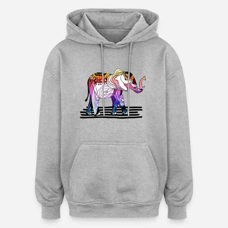 éléphant - Sweat à capuche oversize unisexe - gris chiné