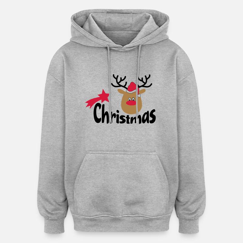Noël - Sweat à capuche oversize unisexe - gris chiné
