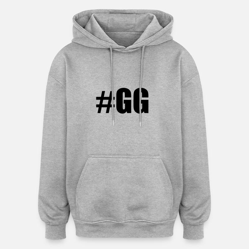 #gg - Sweat à capuche oversize unisexe - gris chiné