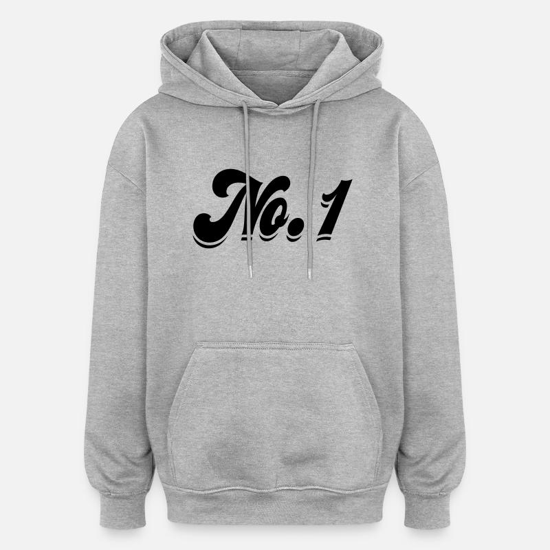 No. 1 - Sweat à capuche oversize unisexe - gris chiné