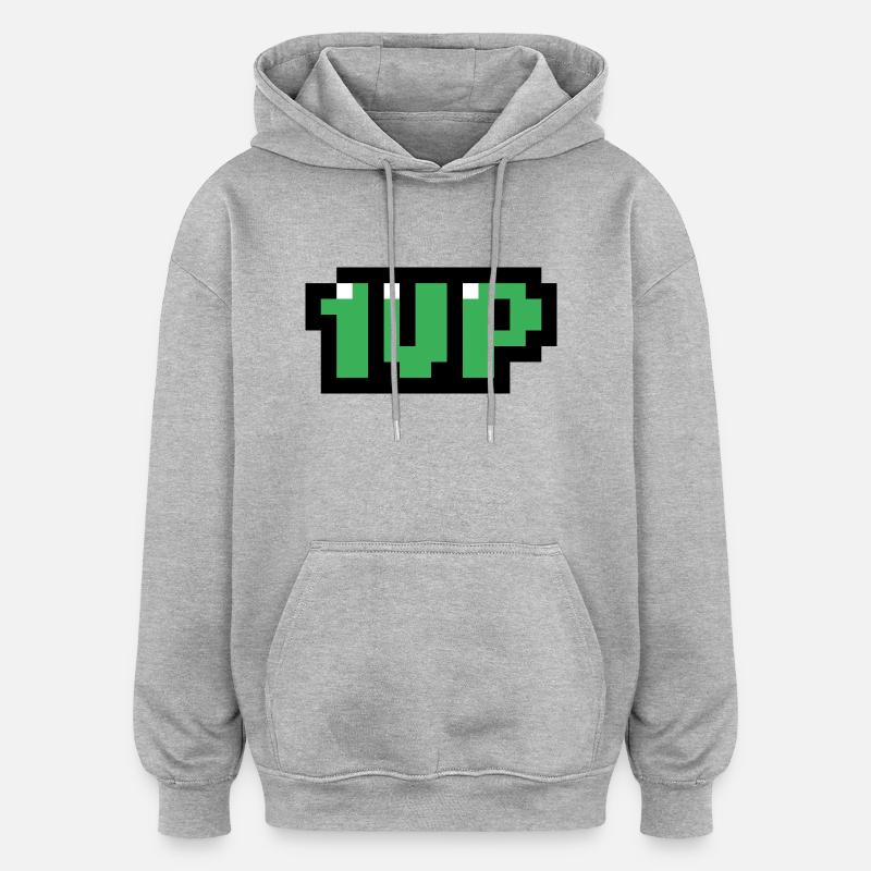 1up vert - Sweat à capuche oversize unisexe - gris chiné