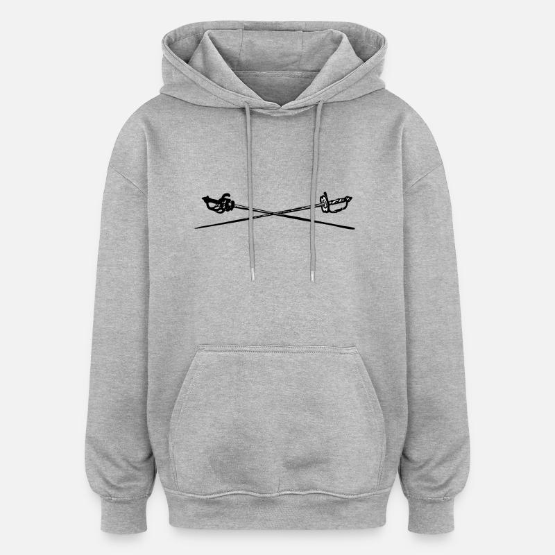 Escrime épée fleurette parade samurai12 - Sweat à capuche oversize unisexe - gris chiné