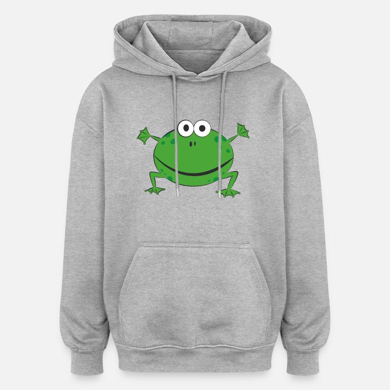 grenouille verte drôle - Sweat à capuche oversize unisexe - gris chiné