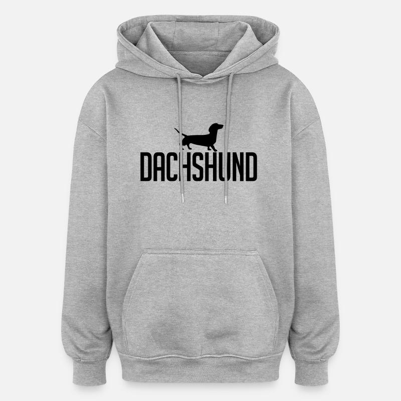 race de chien Teckel - Sweat à capuche oversize unisexe - gris chiné