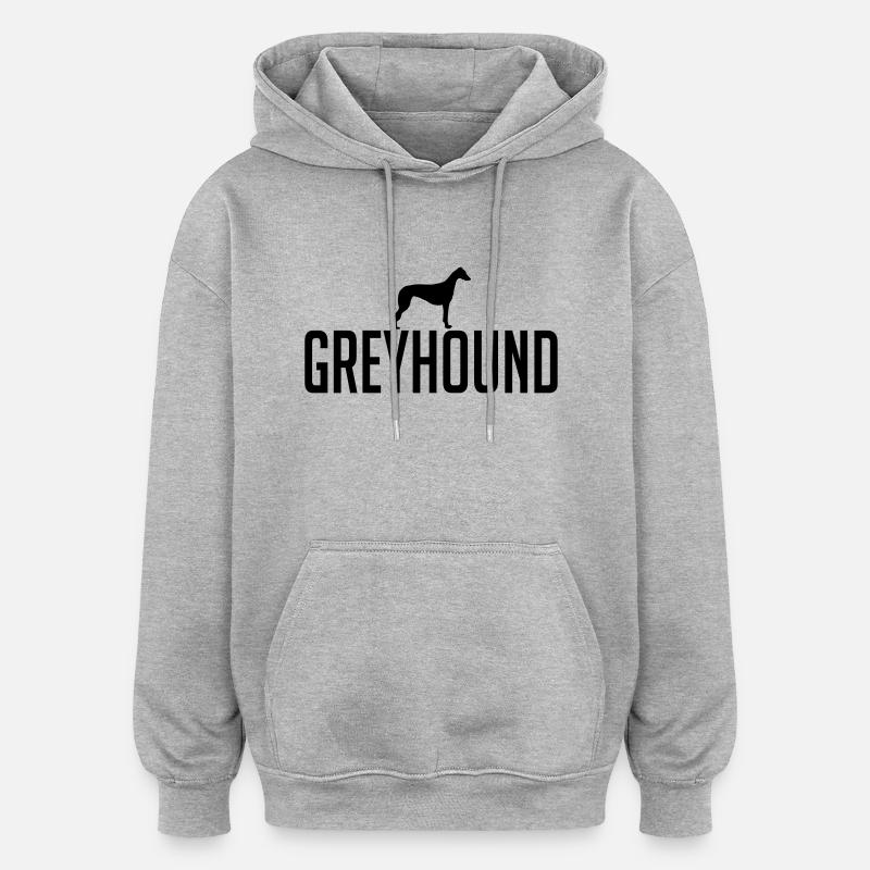 race de chien lévrier - Sweat à capuche oversize unisexe - gris chiné