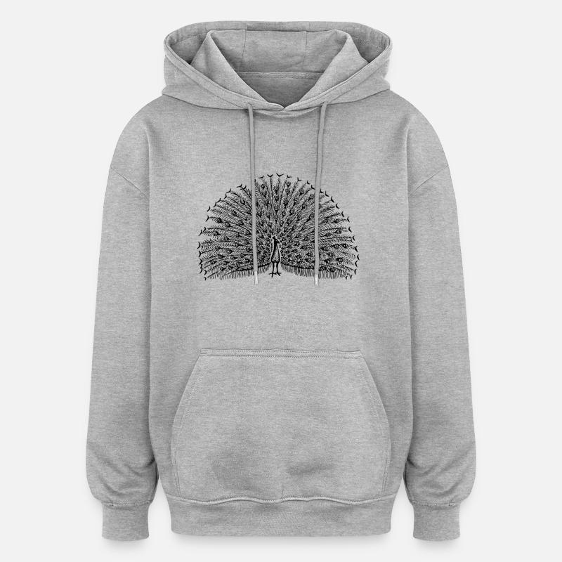 paon - Sweat à capuche oversize unisexe - gris chiné