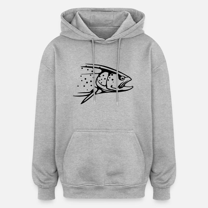 truite - Sweat à capuche oversize unisexe - gris chiné