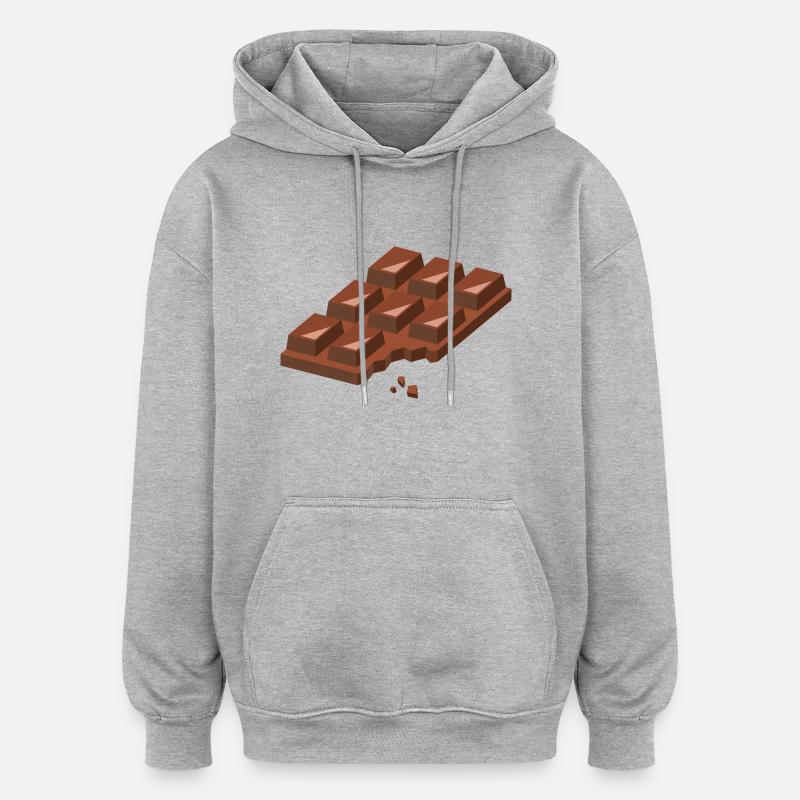 chocolat - Sweat à capuche oversize unisexe - gris chiné