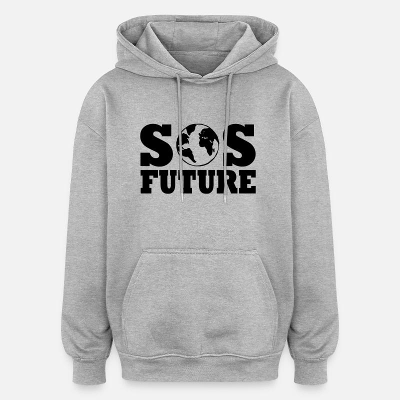 Sos future - Sweat à capuche oversize unisexe - gris chiné