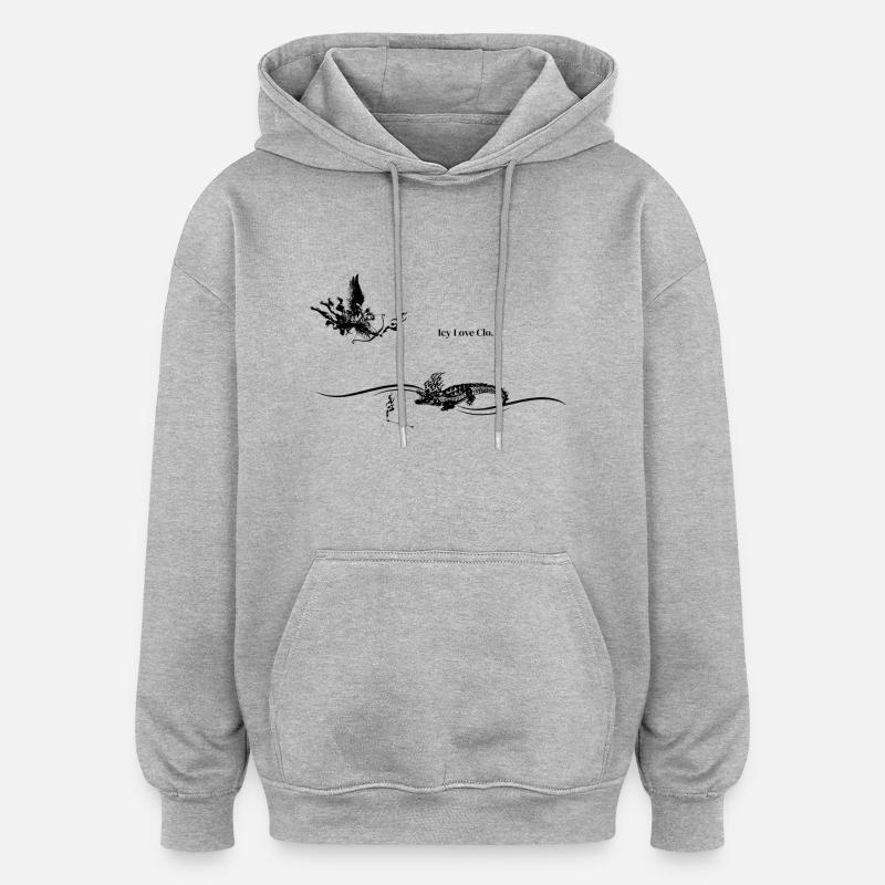 Icy Love « Combat de feu » - Sweat à capuche oversize unisexe - gris chiné