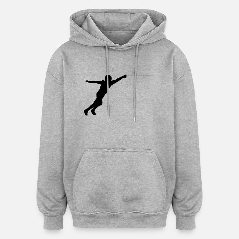 Escrime épée fleurette parade Samurai6 - Sweat à capuche oversize unisexe - gris chiné