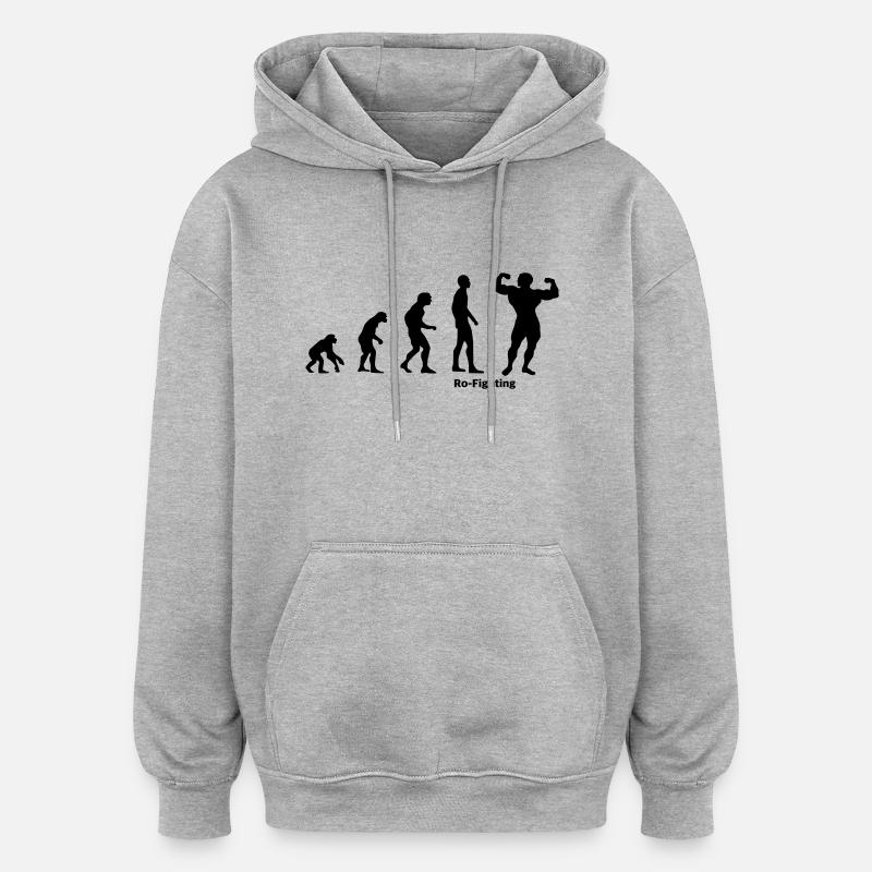 Evolution bodybuilding bodybuilder gift - Oversized Unisex Hoodie - heather grey