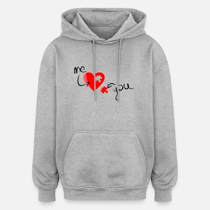 Moi vous aime - Sweat à capuche oversize unisexe - gris chiné