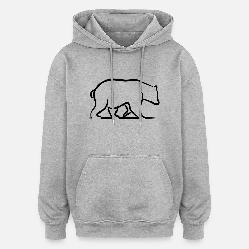 Braunbär - Grizzly - Oversized Unisex Hoodie - Grau meliert
